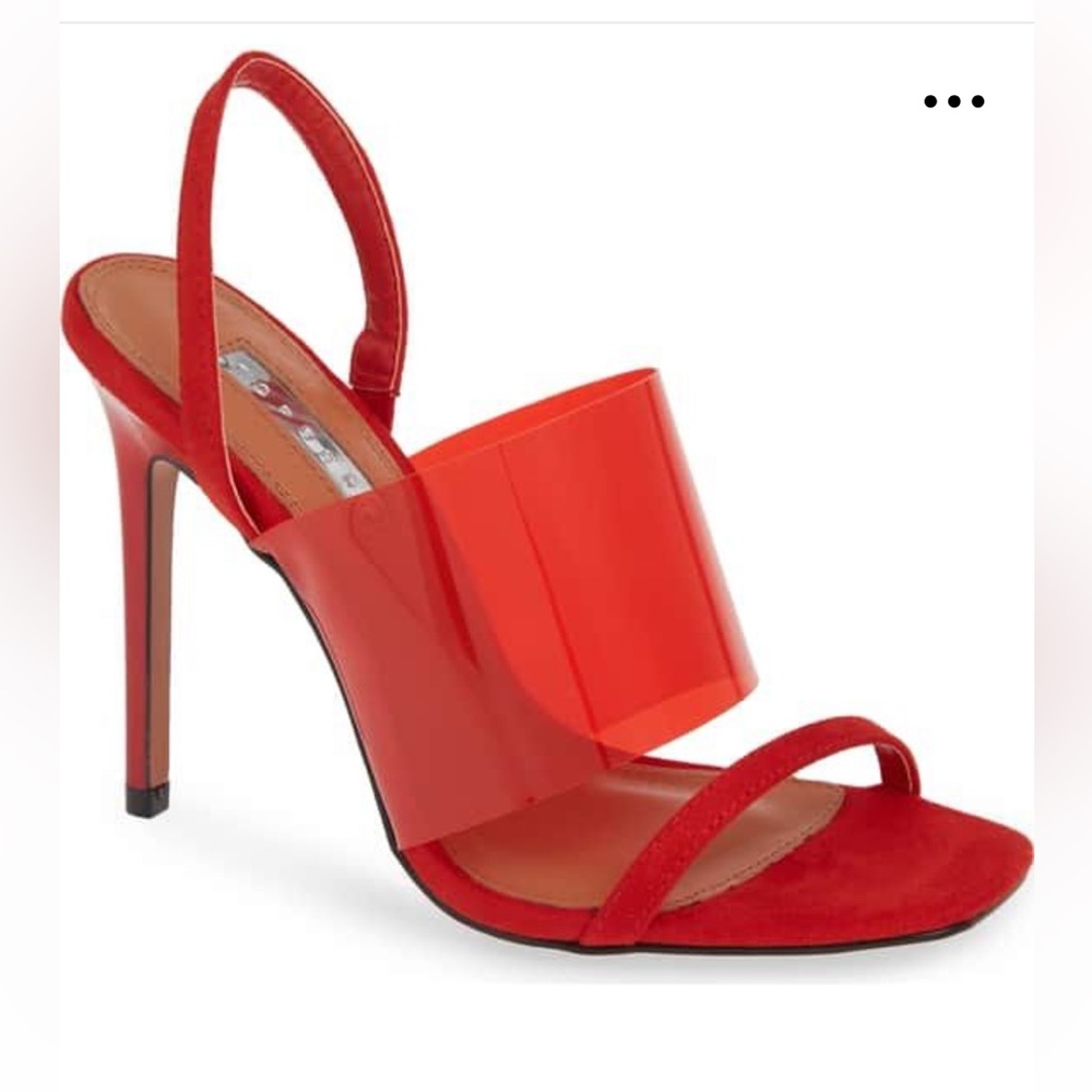Top Shop “RANDY” Barely There Sandals
 Red and Silver heel Preloved Size 38